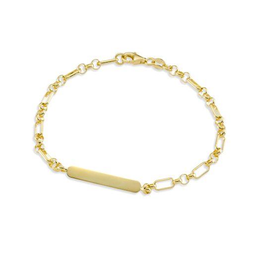 SS / GP MIXED LINK BRACELET WITH ID PLATE