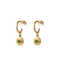 SS OPEN HOOP EAR WITH GREEN STONE