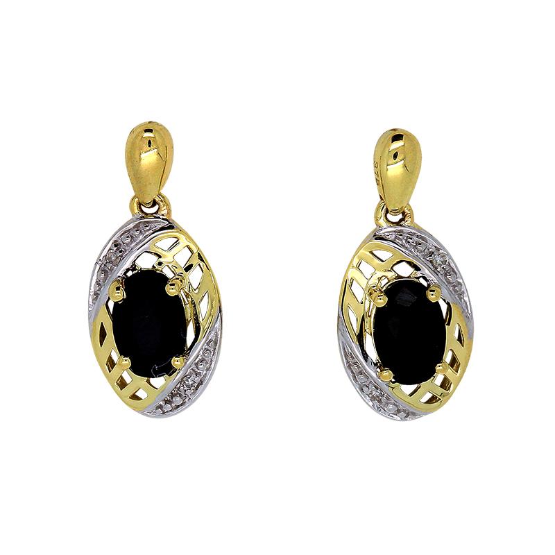 9YG SAPPHIRE & DIAMOND EARRINGS