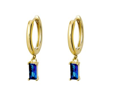 SS GP DROP HUGGIE WITH BLUE STONE