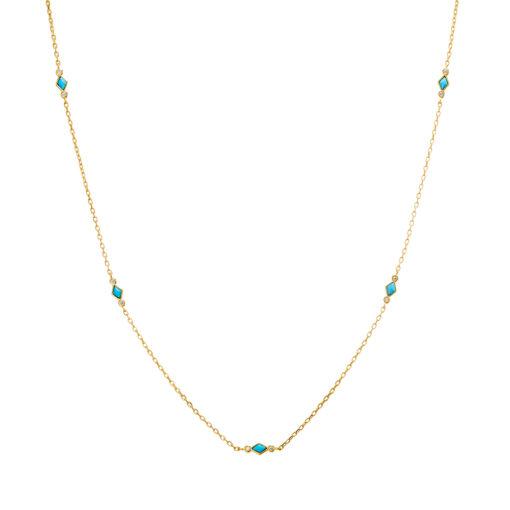 SS GP MULTI ENAMEL DARK TURQUOISE NECKLACE