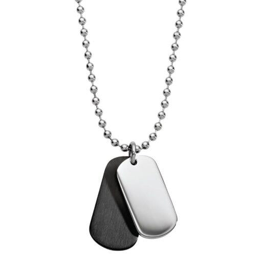 S STEEL NECKLACE WITH DBLE DOG TAGS