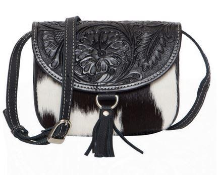 BLACK AND WHITE COWHIDE BAG SMALL