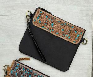 BROWN TURQUOISE CLUTCH BAG