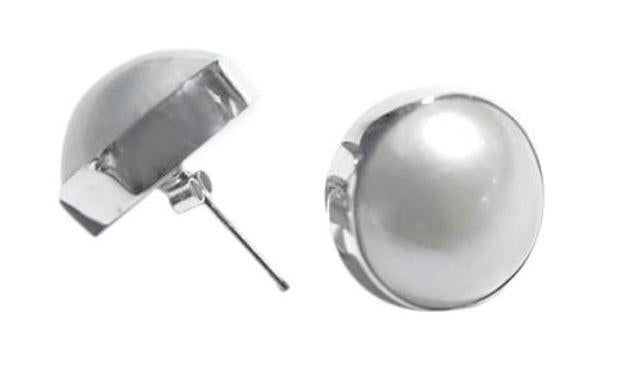 SILVER AND WHITE PEARL STUD