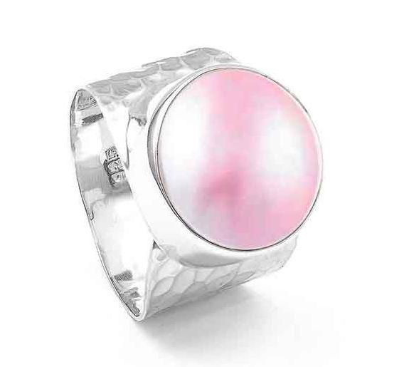 SILVER PINK PEARL RING