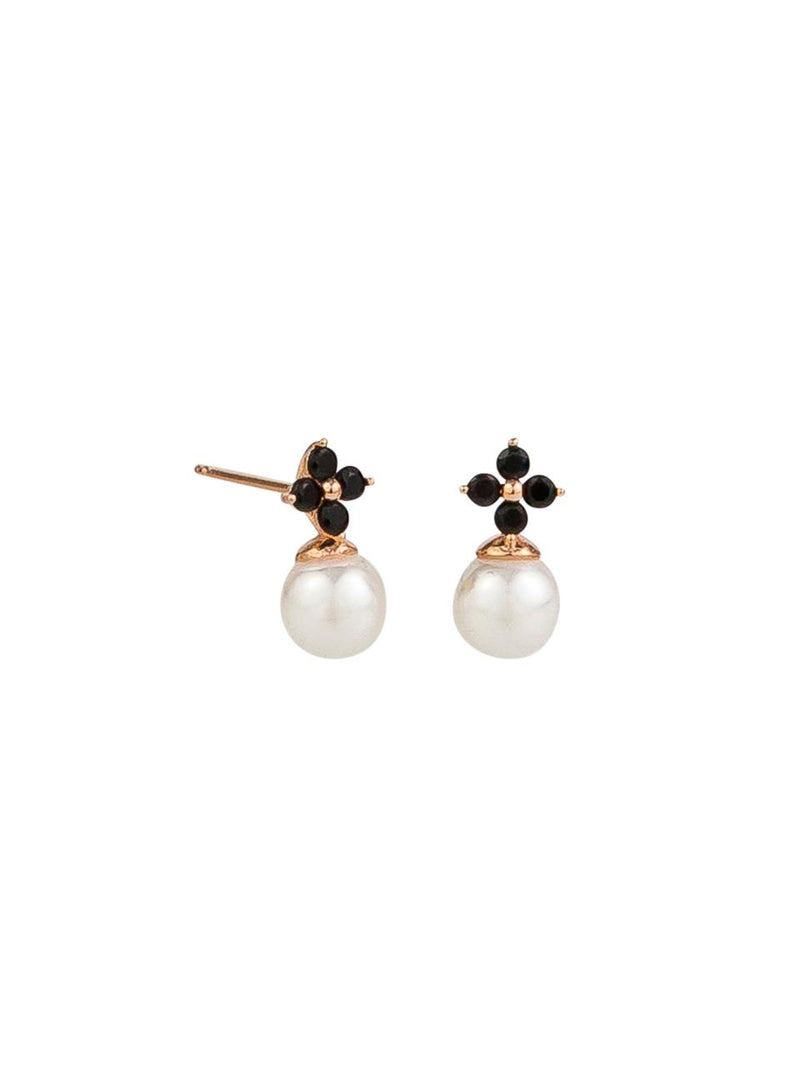 BLK CRYSTAL FLOWER STUD