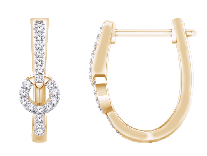 10CT YELLOW GOLD .12CT  DIAMOND HOOP EARRINGS