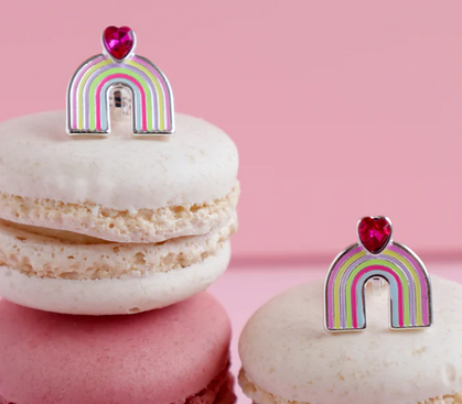 RAINBOW HEART CLIP ON EARRINGS