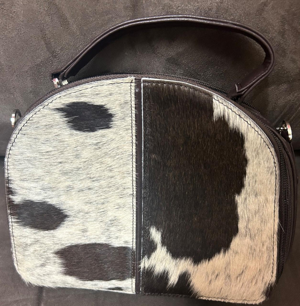 Jersey Hairon and Dark Brown Leather Bag 
