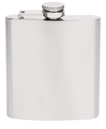 S STEEL BRUSHED HIP FLASK 6 OZ