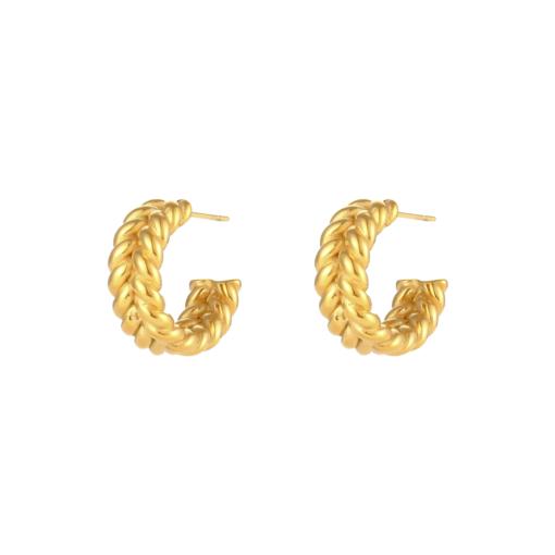 S STEEL GP PLAIT HOOP EARRINGS