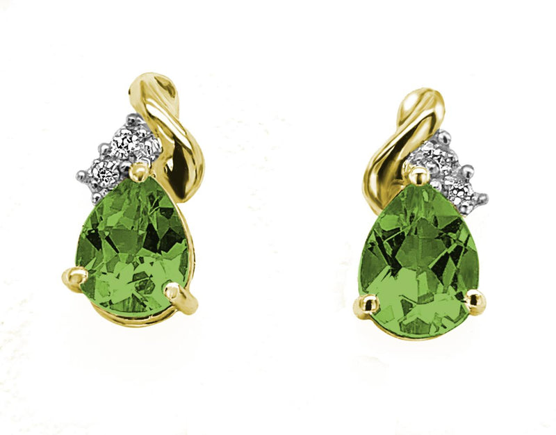 9YG PERIDOT & DIAMOND EARRINGS