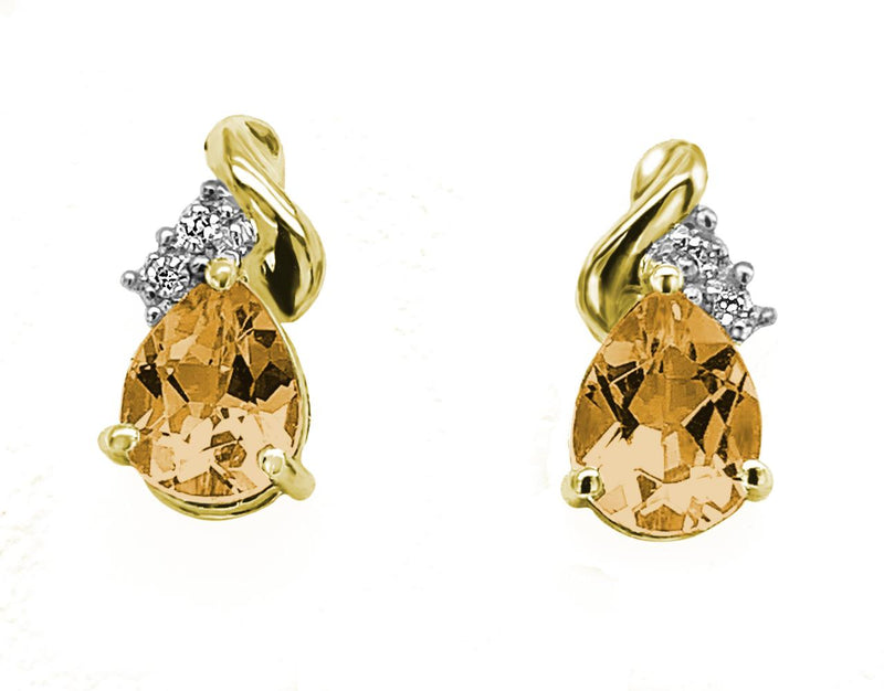 9YG CITRINE & DIAMOND EARRINGS