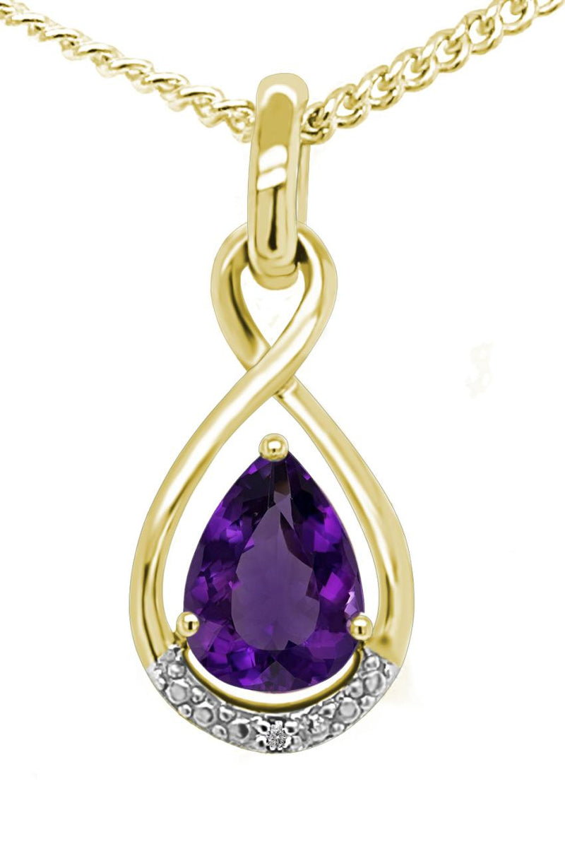 9YG AMETHYST & DIAMOND PENDANT