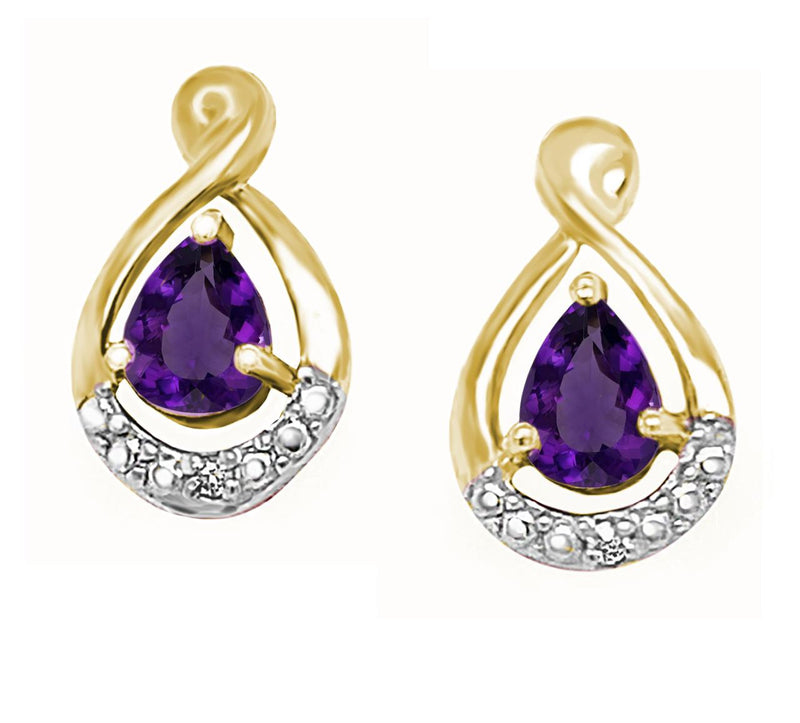 9YG AMETHYST & DIAMOND EARRINGS