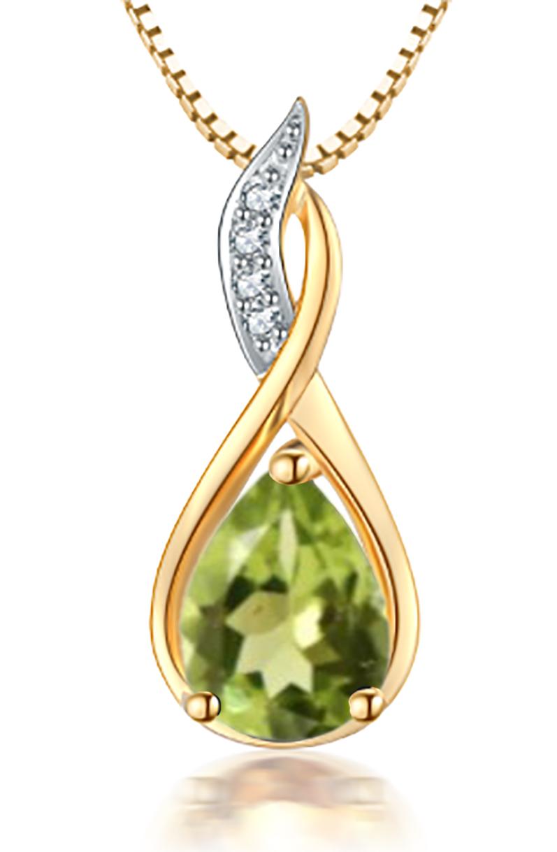 9YG PERIDOT & DIAMOND PENDANT