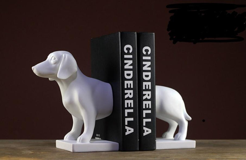 DACHSHUND BOOKENDS - WHITE