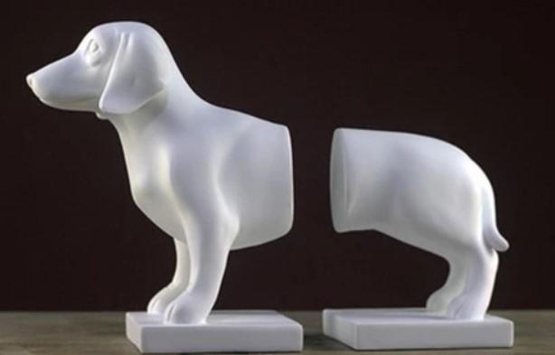 DACHSHUND BOOKENDS - WHITE