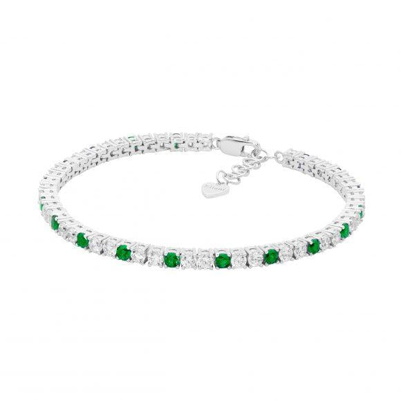 SS GREEN & WHITE CZ TENNIS BRACELET