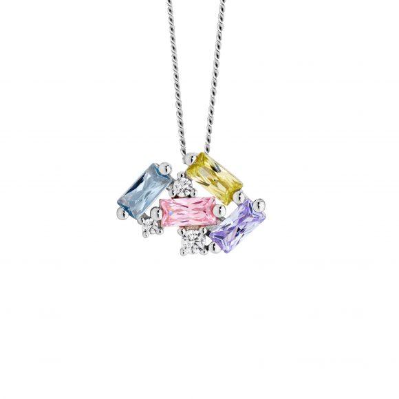 SS PASTEL COLOURED BAQUETTE CZ PENDANT