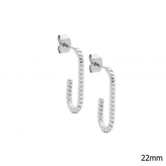 S STEEL TWIST HOOP EARRINGS