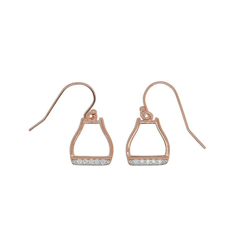 SS/RGP CZ DROP STIRRUP IRON EARRINGS