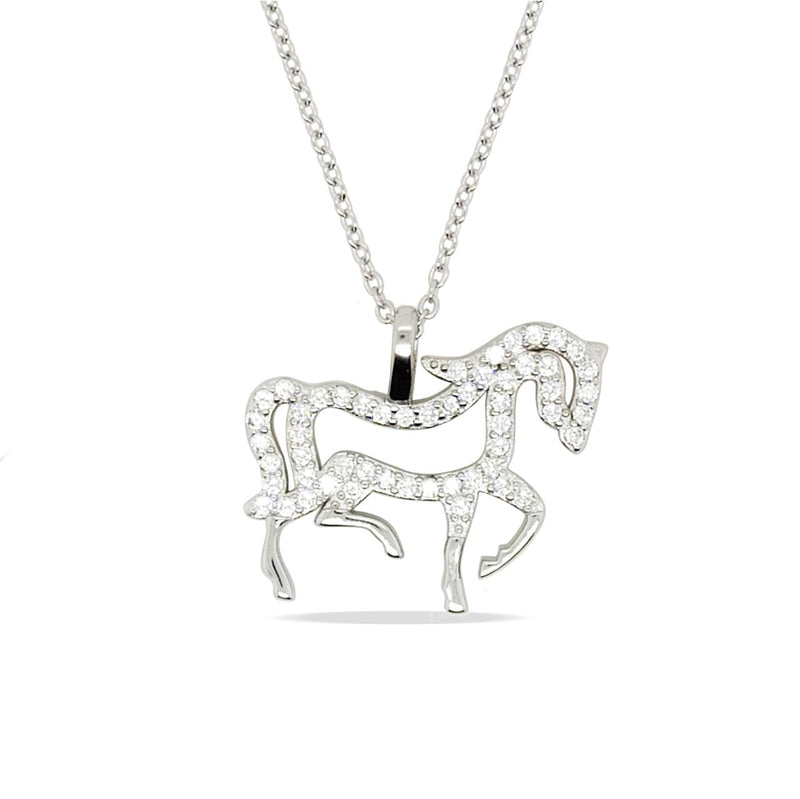 SS CZ SET HORSE PENDANT