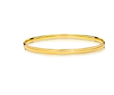 9CT YELLOW GOLD SOLID 4MM  BANGLE - 65MM