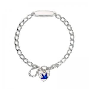 SS CHILDS DIAMOND CUT CURB BLUEBIRD BRACELET