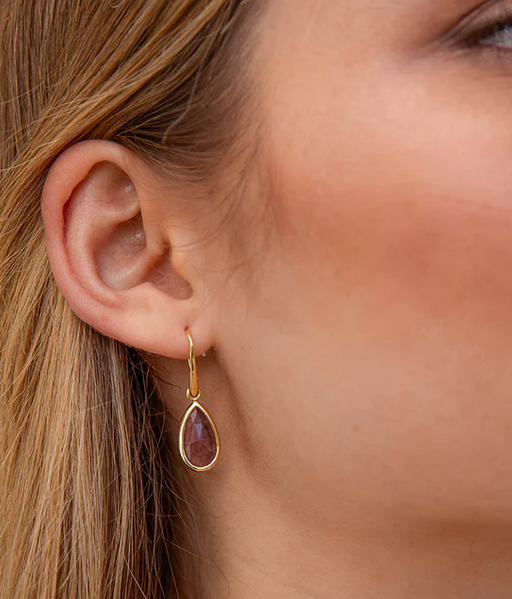 SS/GP STRAWBERRY QUARTZ EARRINGS