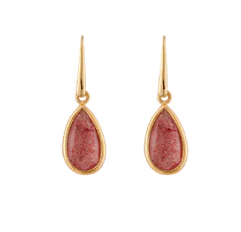SS/GP STRAWBERRY QUARTZ EARRINGS