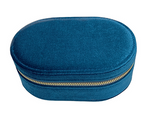 BLUE VELVET OVAL JEWELLERY BOX
