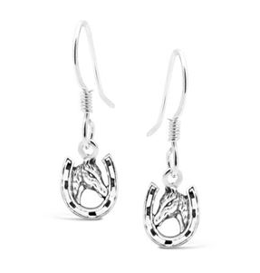 SS HORSE SHOE DANGLE EARRINGS