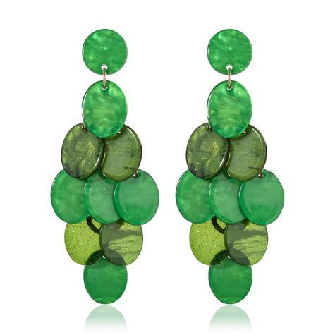 MULTI COLOUR GREEN DROP DISC EARRINGS