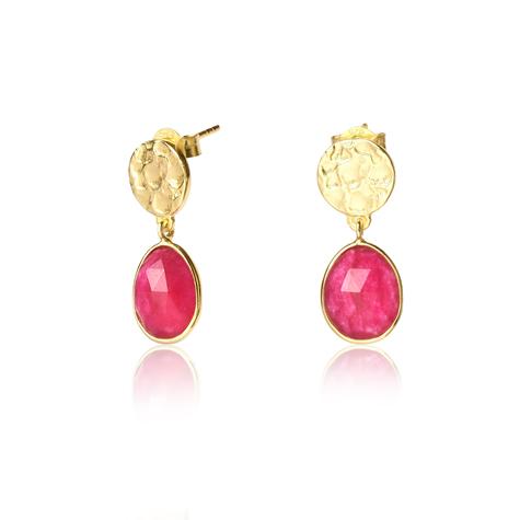 SS / GP PINK JADE DROP EARRINGS