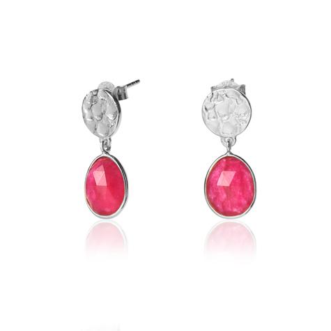SS PINK JADE DROP EARRINGS