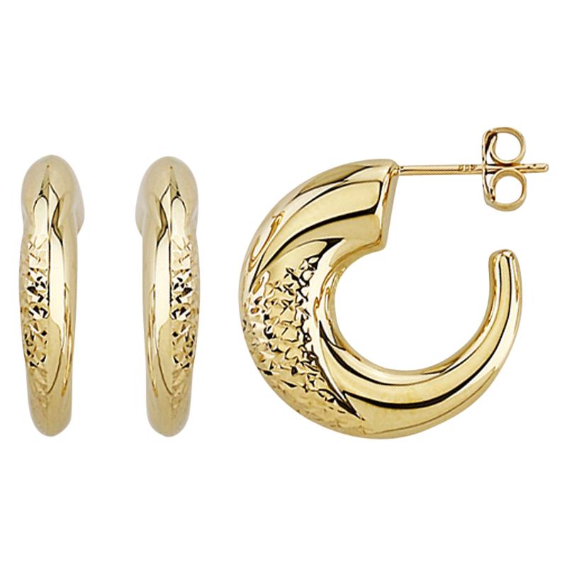 9YG/SS PATTERNED HALF HOOPS