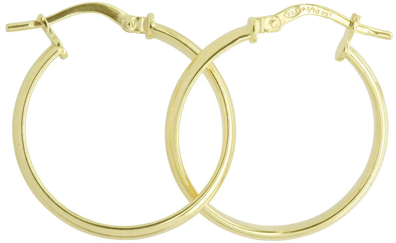 9YG/SS BONDED PLAIN HOOP EARRINGS