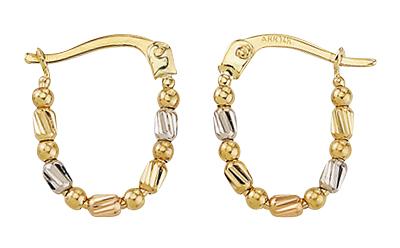 9CT TRI TONE FANCY HOOPS