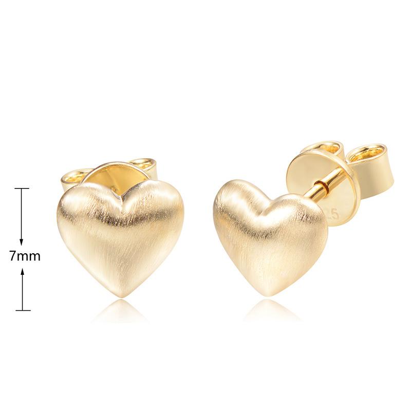 SS/GP BRUSHED HEART STUDS