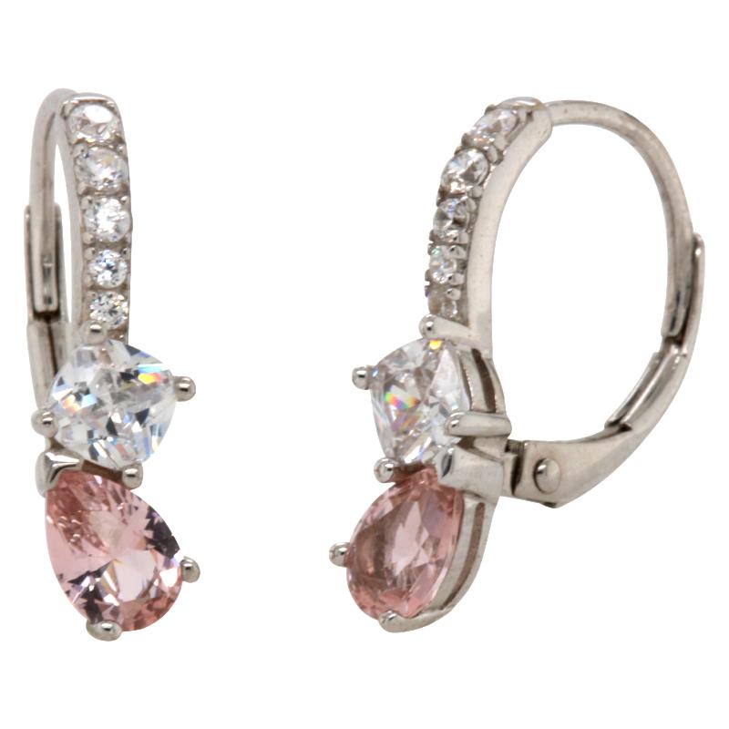 SS PINK & WHITE HOOK EARRINGS
