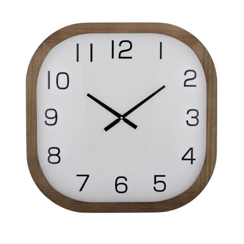 WALL CLOCK 80X80 WALNUT/WHITE