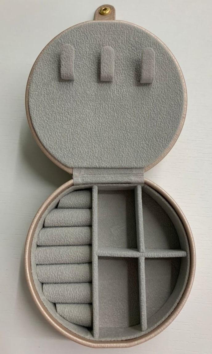 ROSE GOLD ROUND 2 TIERED TRAVEL JEWELLERY CASE