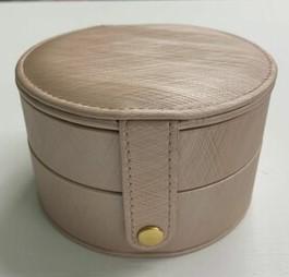 2 tiered round jewellery box with rose gold clips
