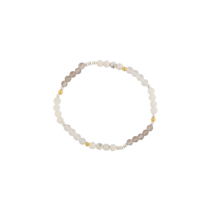 GREY AGATE-WHITE HOWLITE-SELENITE-ROUND WHITE AGATE 4MM GEM BRACELET