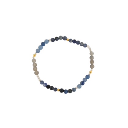DUMORTIERITE-SODALITE-BLUEQUARTZ-ROUND LABRADORITE 4MM GEM BRACELET