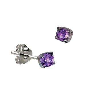 STERLING SILVER CRYSTAL BIRTHSTONE EARRING - FEBRUARY