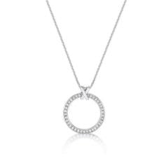 STERLING SILVER CUBIC ZIRCONIA CIRCLE NECKLACE
