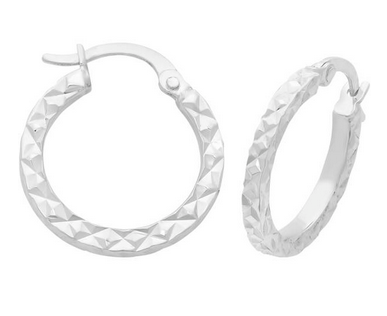 STERLING SILVER DIAMOND CUT  HOOPS